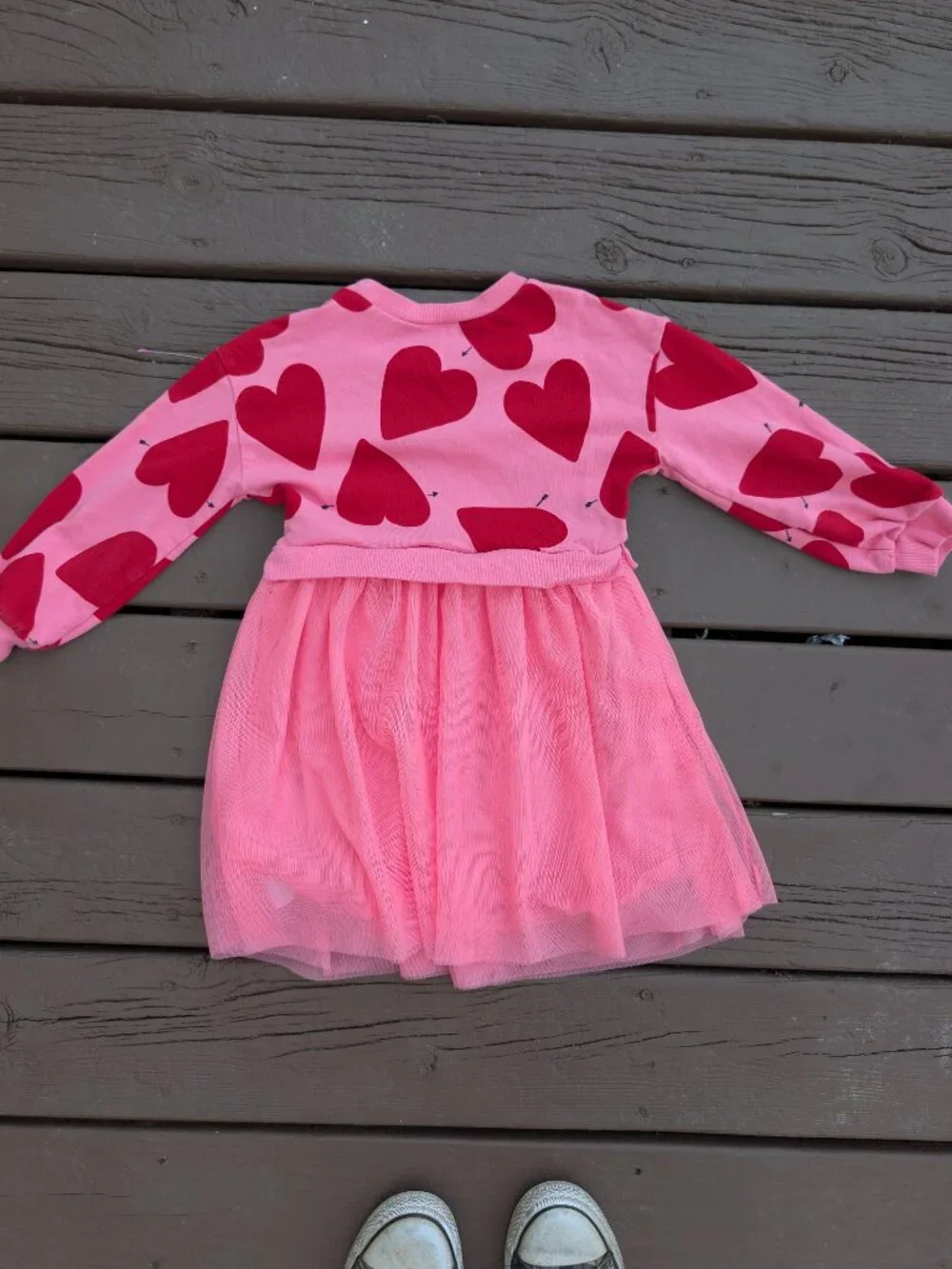 Carter's Valentine Heart Print Long Sleeve Layered Sweater Dress Girl Size 5/5A
